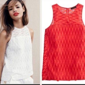 J. Crew Seamed Shell in Zigzag Eyelet
